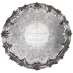 Antique 19th Century Victorian Solid Silver Salver Tray, J E Terrey, circa 1842