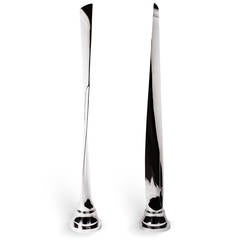 Pair of Tall, Polished Airplane Propeller Blade Sculptures
