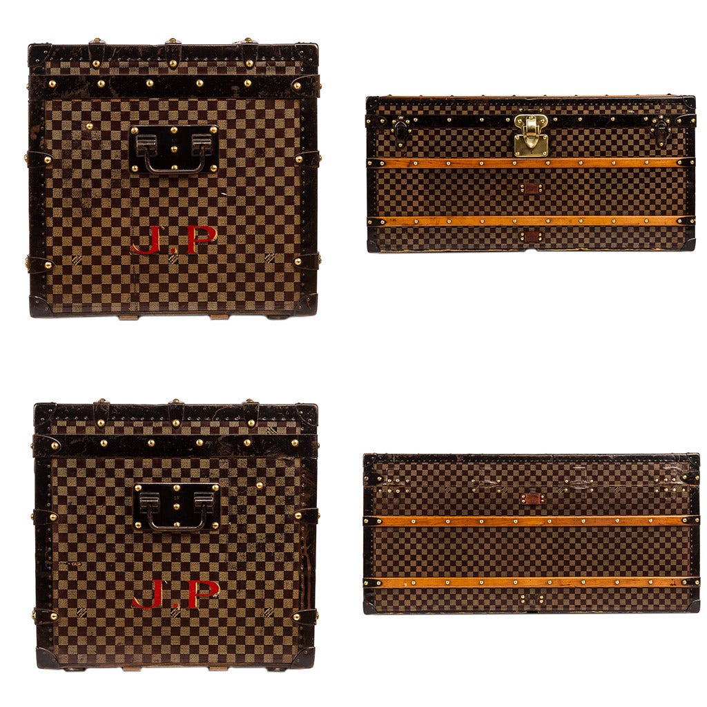 Antique 20th Century Louis Vuitton Damier Pattern Steamer Trunk, circa 1900