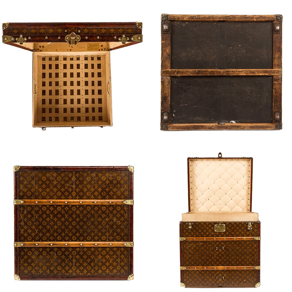 French Antique 20th Century Louis Vuitton Monogram Cube Steamer Trunk, circa 1910
