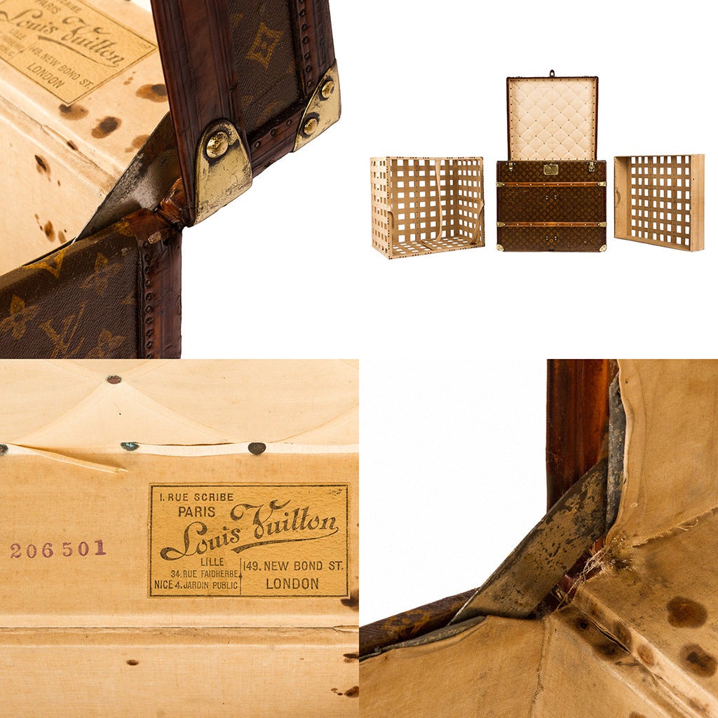 Antique 20th Century Louis Vuitton Monogram Cube Steamer Trunk, circa 1910 In Good Condition In Royal Tunbridge Wells, Kent
