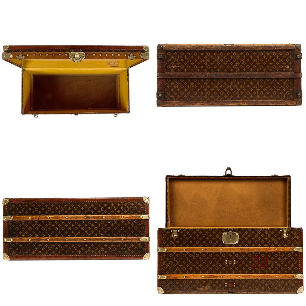 French Antique 20th Century Louis Vuitton Monogram Large Shoe Steamer Trunk, circa 1930