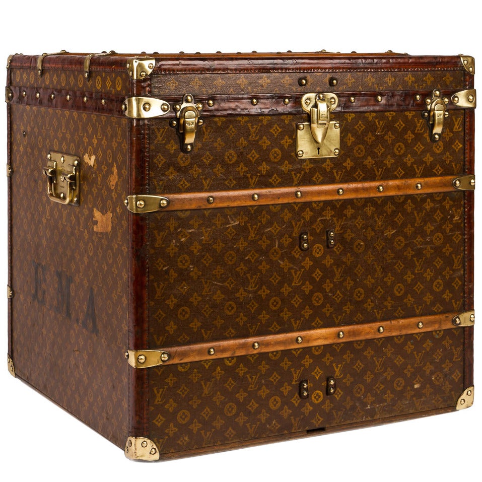 Antique 20th Century Louis Vuitton Monogram Cube Steamer Trunk, circa 1910