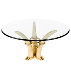 Rare Valenti Resin Tusk Colmillo Dining Table with Glass Top, circa 1970