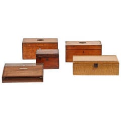 Antique Collection of  Boxes and Tea Caddies with Inlay