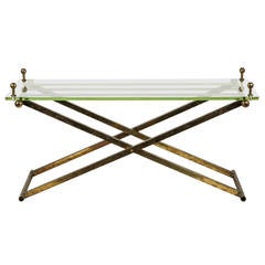 Brass and Glass Tray Coffee Table