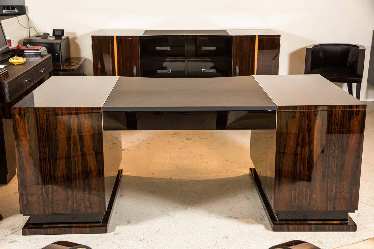 Hand-Crafted Art Deco Style Executive Desk in Ziricote For Sale
