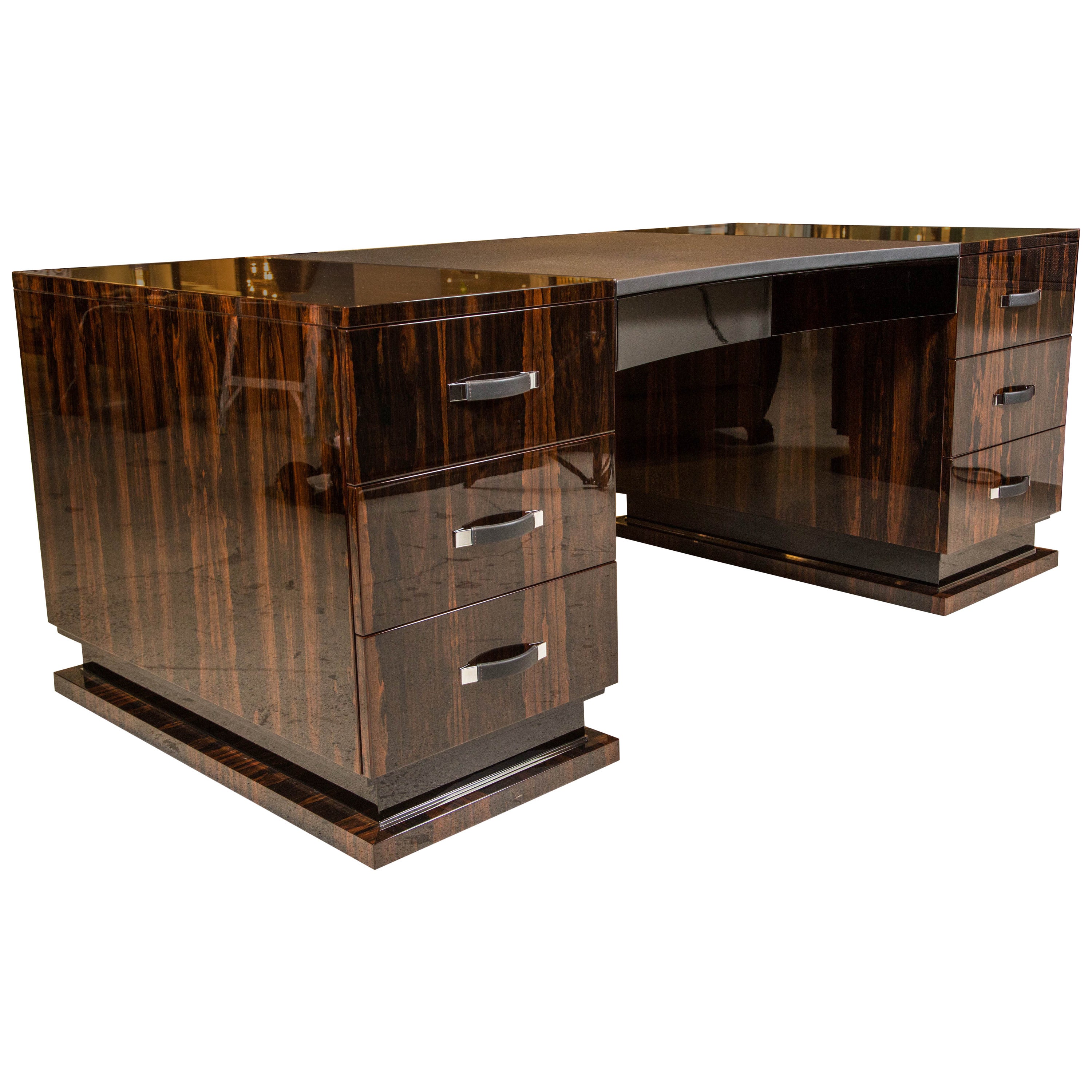Art Deco Style Executive Desk in Ziricote For Sale