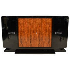 Art Deco Style Sideboard in Black High Gloss and Laurel