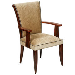 Art Deco Style High Back Dining Chair with Arms in Macassar