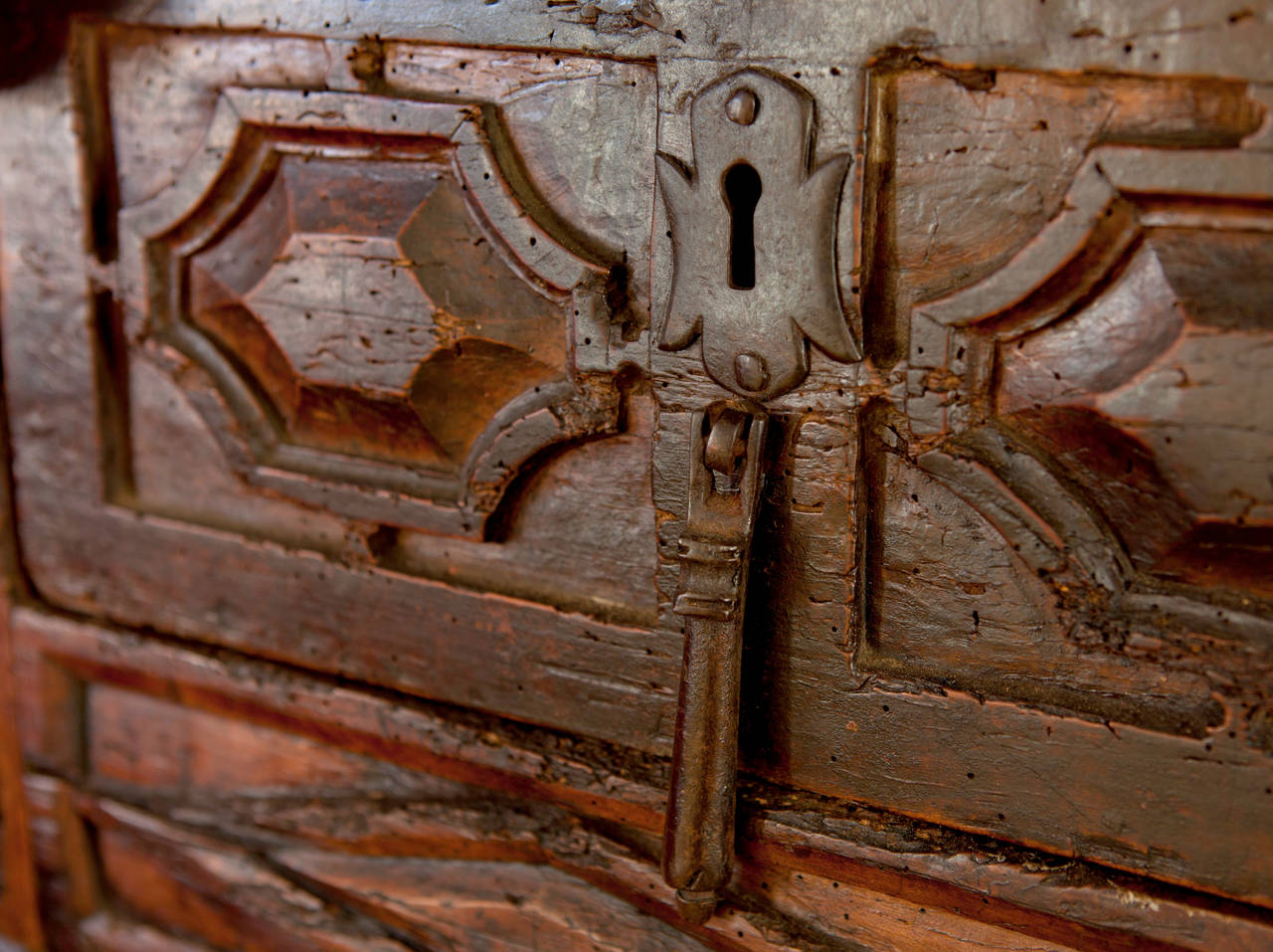 Rare hand carved walnut Spanish library table, circa 17th century.