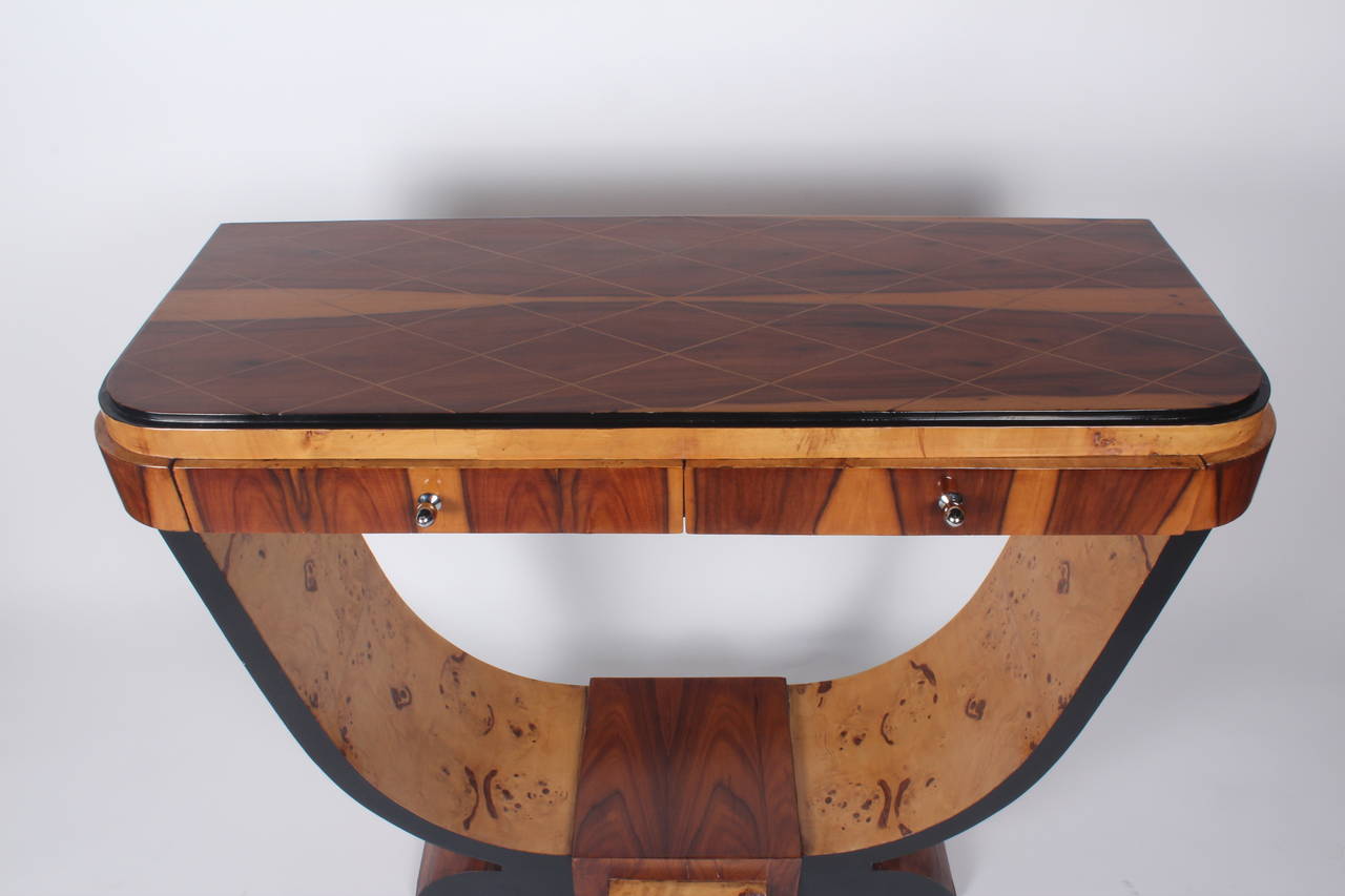 French Burlwood 19th Century Art Deco Console