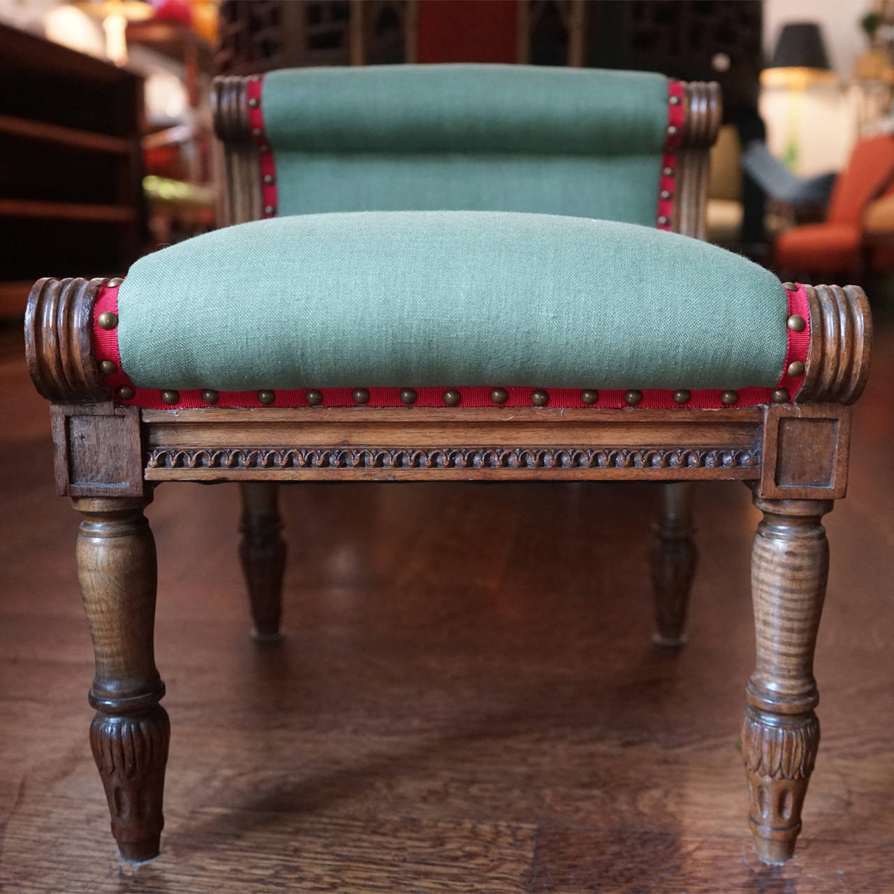 Pair of 19th Century French Carved Walnut Footstools 1