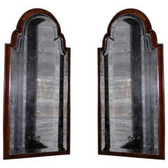 Pair of 18th Century Queen Anne Style Walnut Mirrors