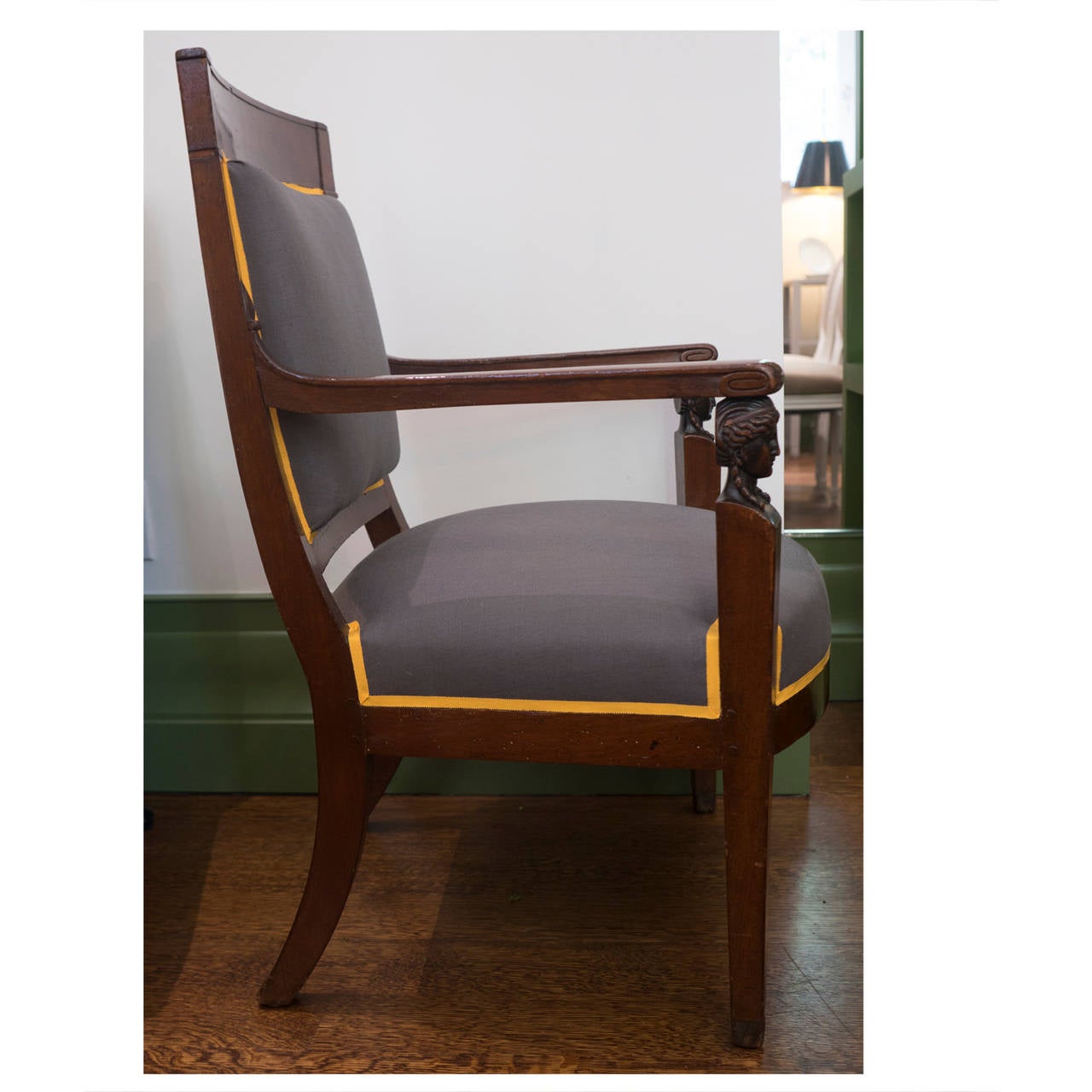 19th Century Egyptian Revival Carved Mahogany Armchair