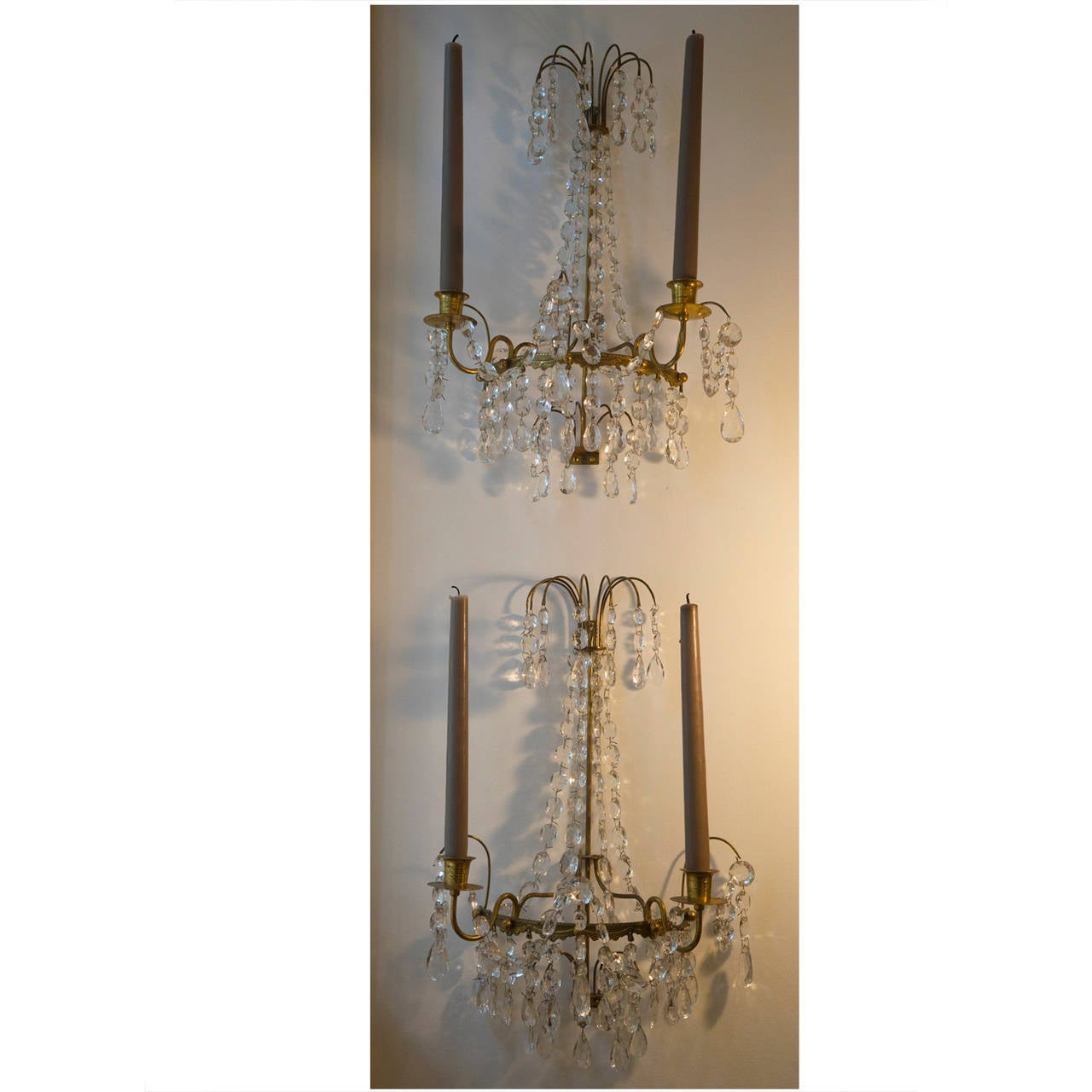 Pair of 19th Century Swedish Crystal Sconces