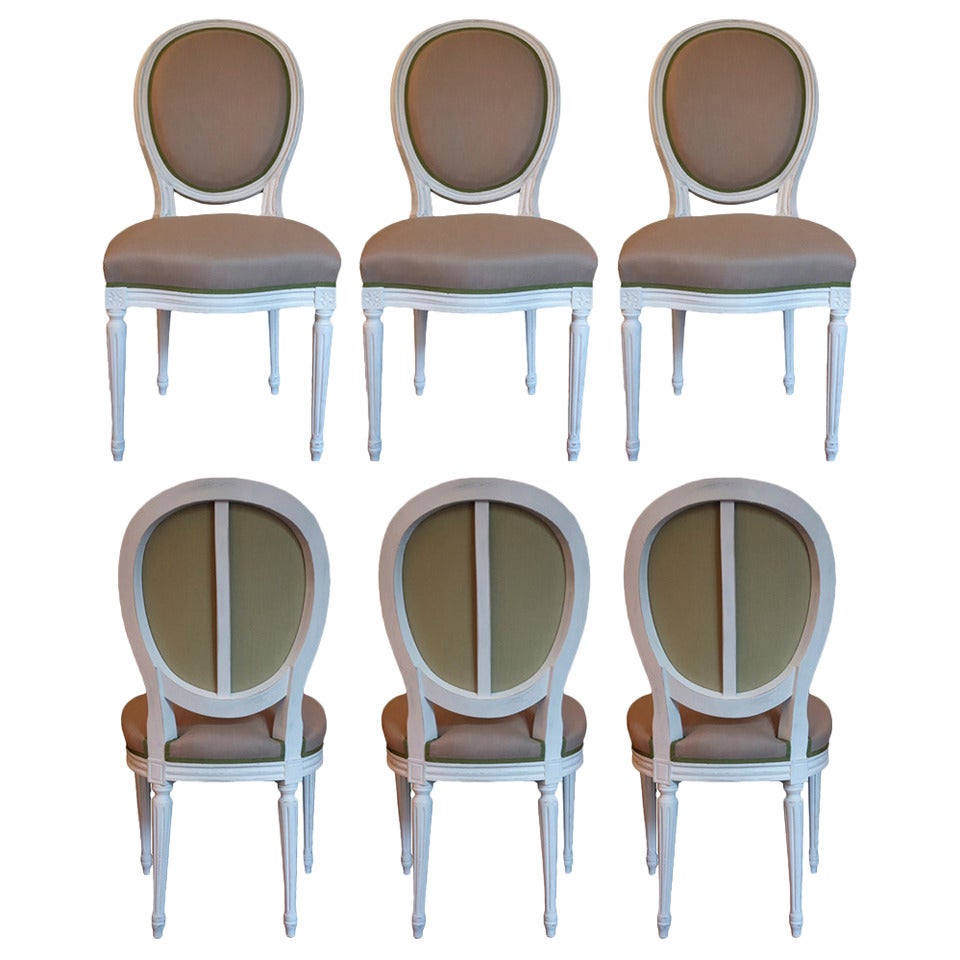 Set of Six Louis XVI Style Dining Chairs, circa 1900