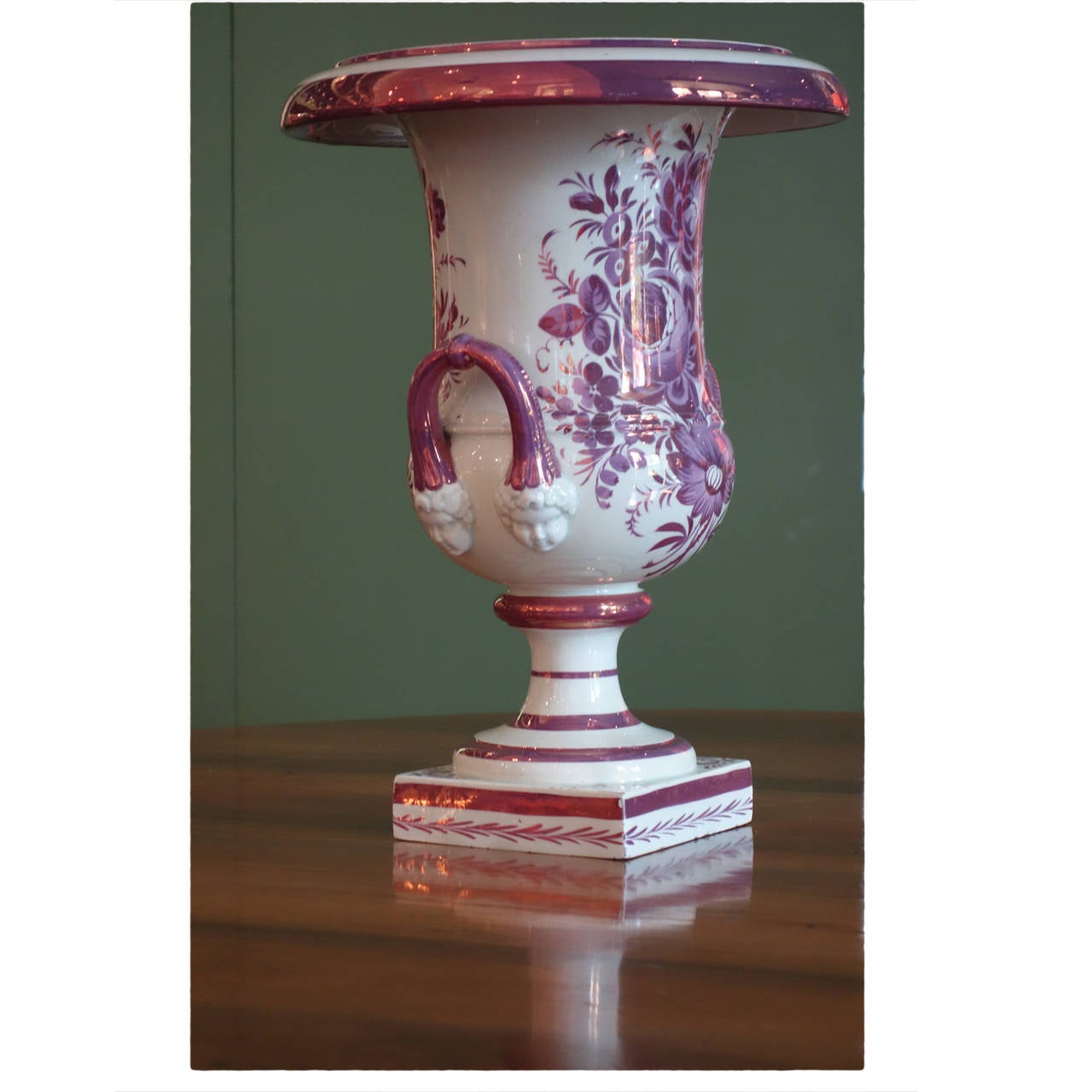 Large 19th Century Pink Lusterware Urn