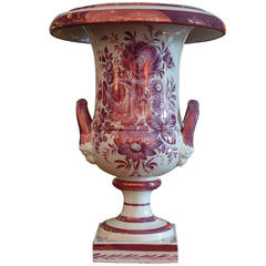 Large 19th Century Pink Lusterware Urn