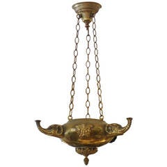 Antique 19th Century Grand Tour Hanging Brass Oil Lamp