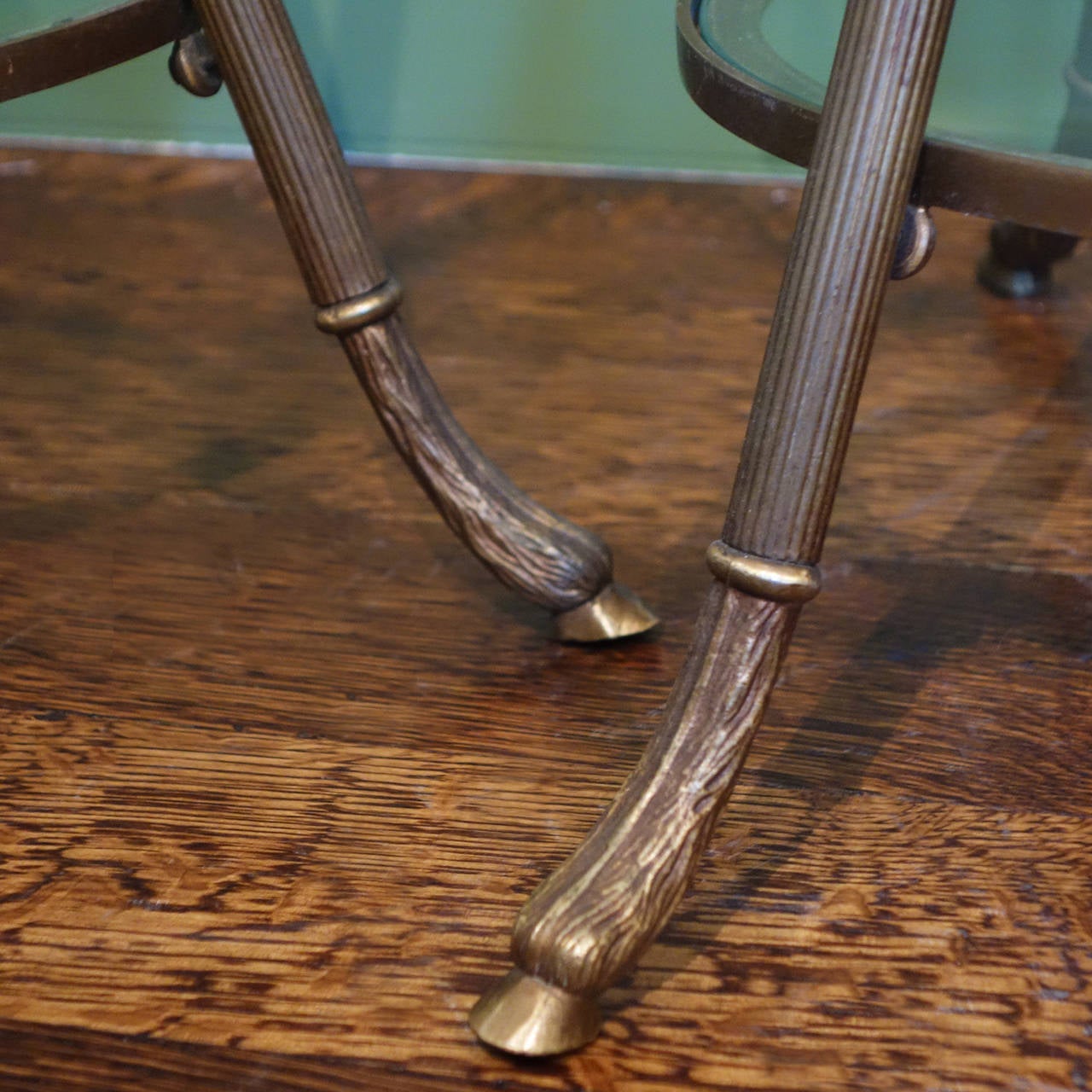 20th Century Pair of Vintage Brass Pedestals with Rams' Heads and Hoof Feet For Sale