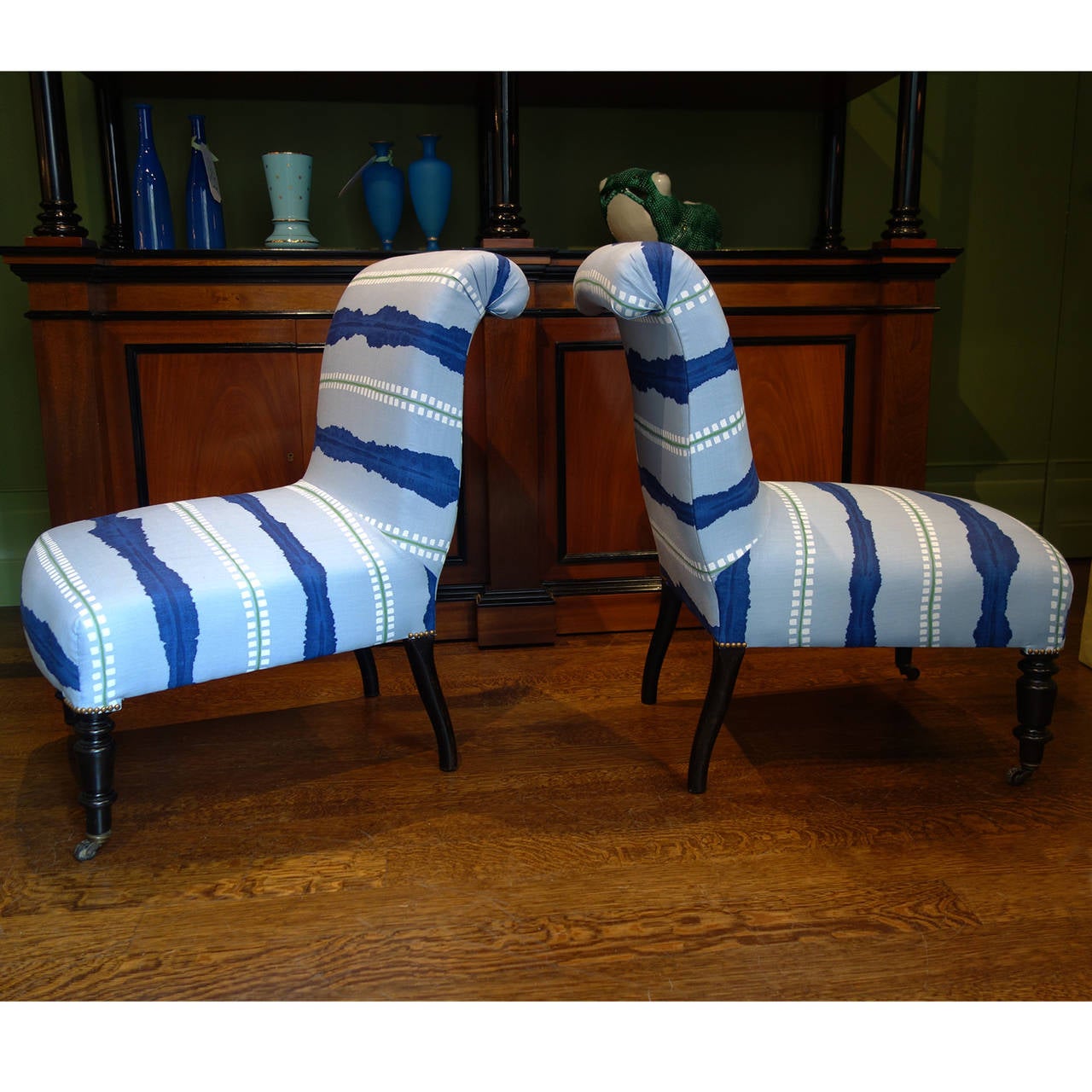 French Pair of 19th Century Slipper Chairs