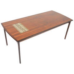 Danish Modern Coffee Table In Tile and Rosewood