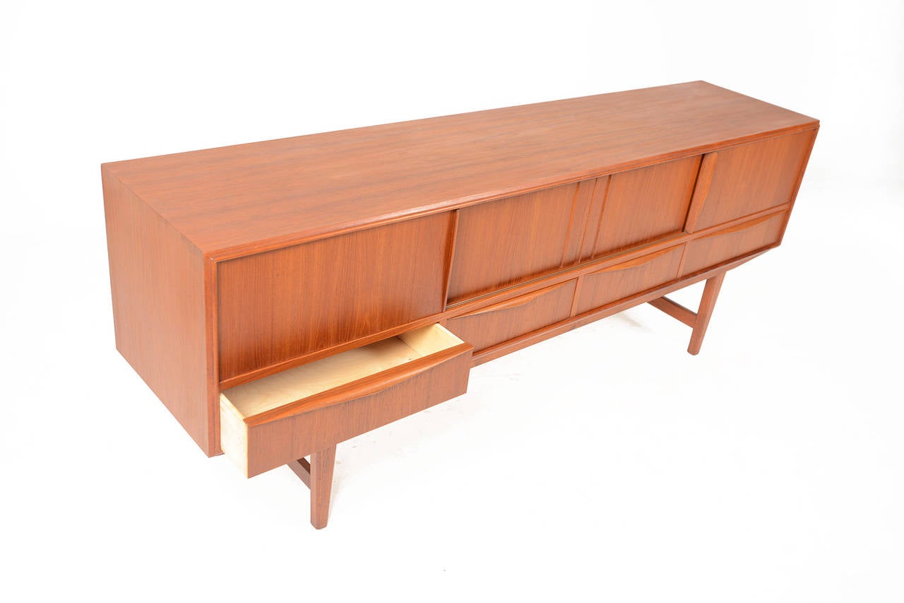 Low Danish Modern Teak Credenza by E.W. Bach In Good Condition In Berkeley, CA