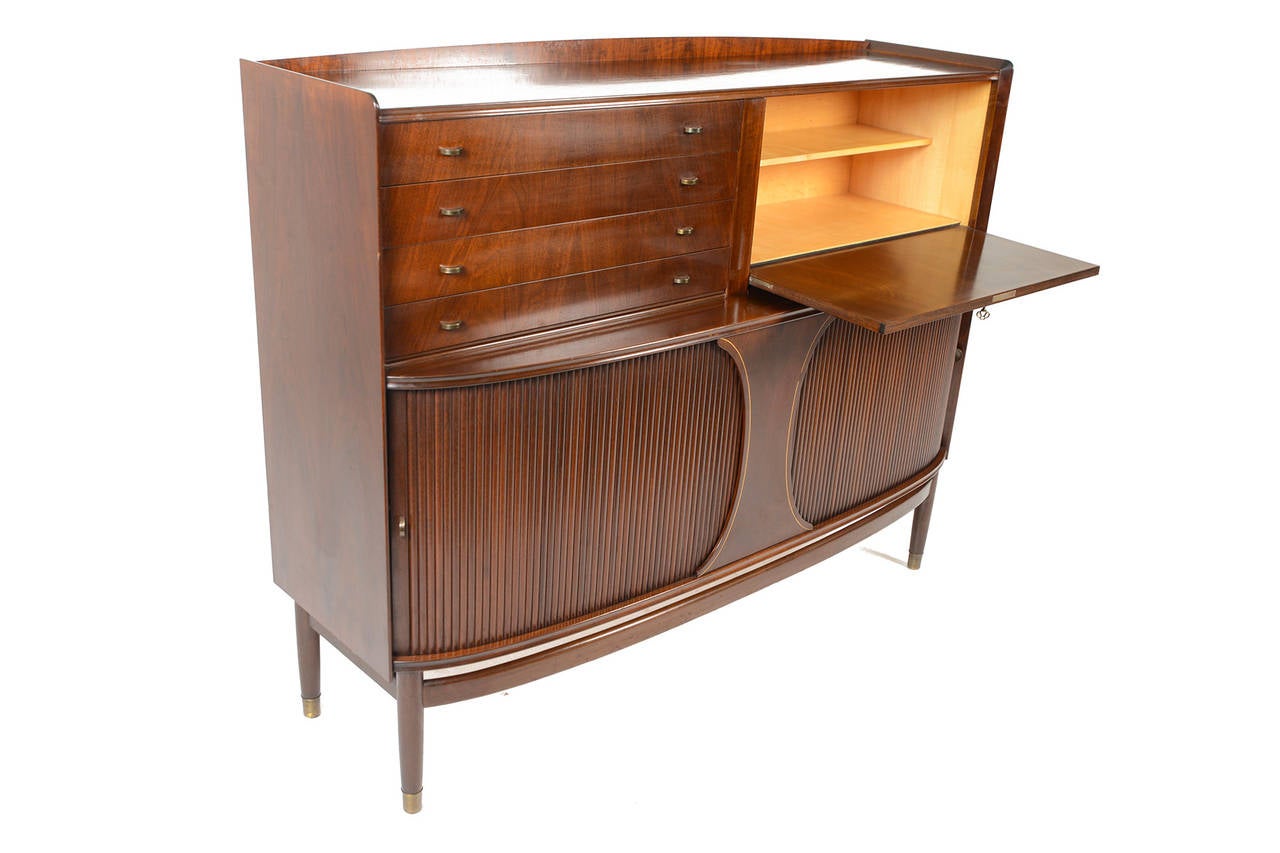 Mid-20th Century 1940s Danish Modern Bow Front Sideboard in Mahogany