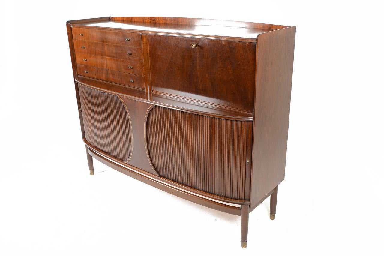 1940s Danish Modern Bow Front Sideboard in Mahogany 1