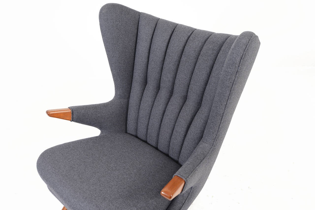 Teak Svend Skipper Model 91 Lounge Chair in Taupe Wool