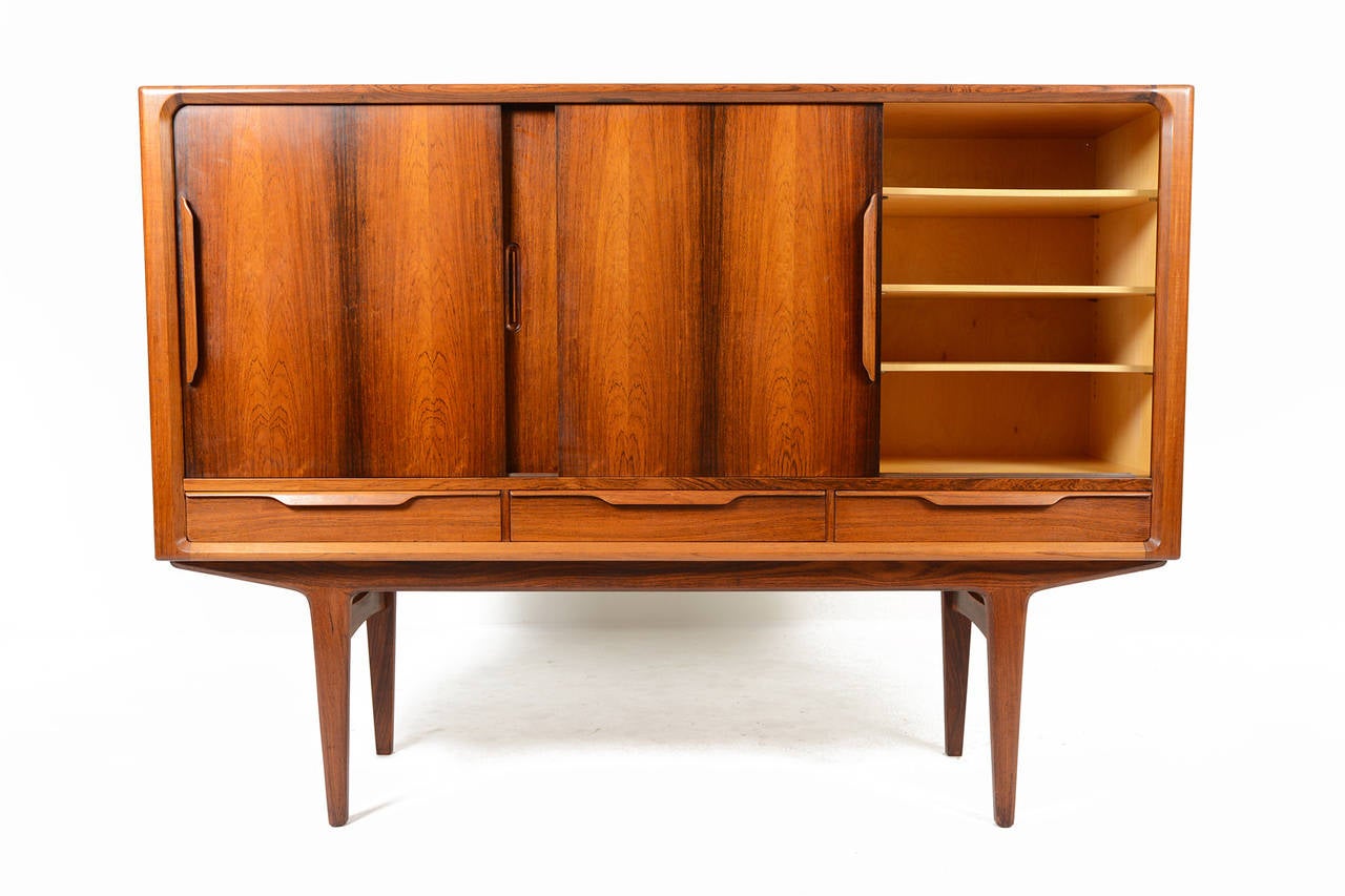 Tall Danish Modern Credenza in Rosewood