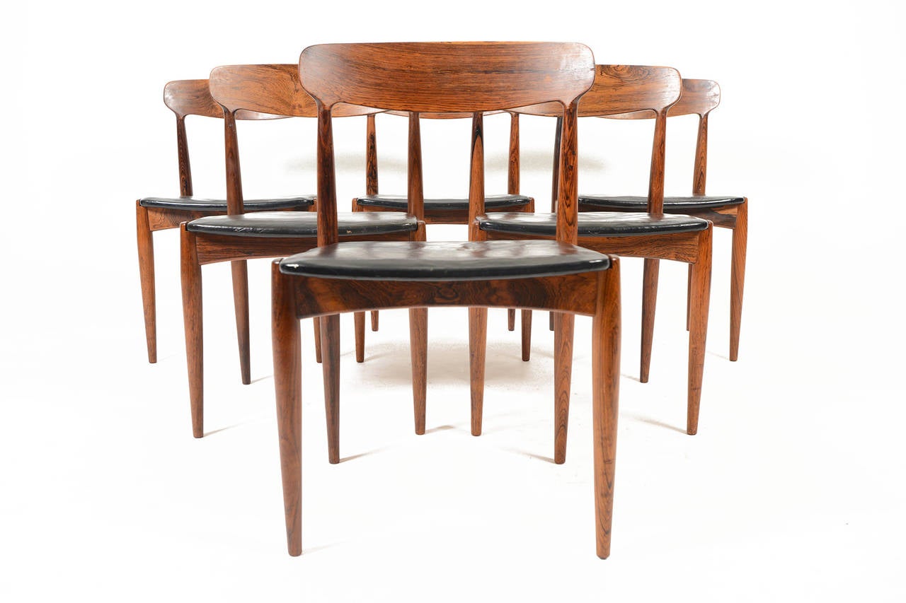 Set of Six Johannes Andersen Dining Chairs in Rosewood