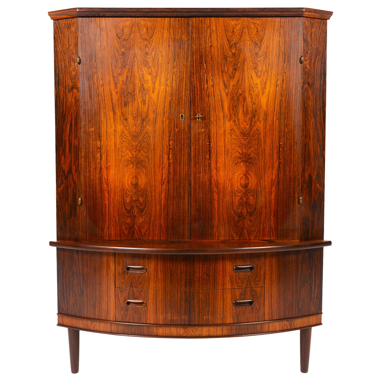 Danish Modern Bow Edge Corner Cabinet in Brazilian Rosewood