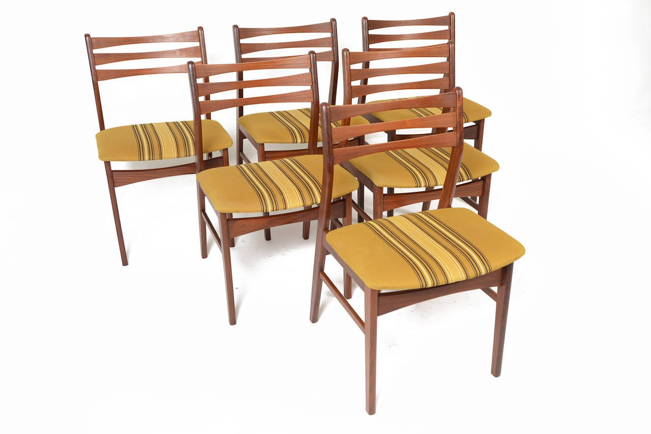 Scandinavian Modern Set of Six Danish Modern Findahls Ladderback Dining Chairs in Teak