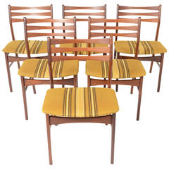 Retro Set of Six Danish Modern Findahls Ladderback Dining Chairs in Teak