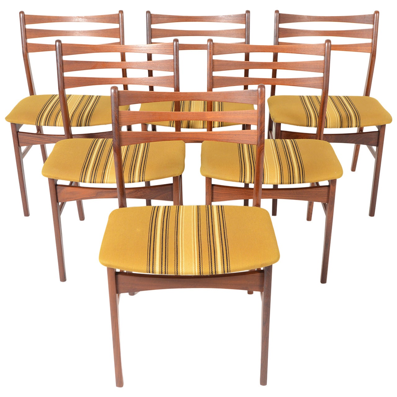 Set of Six Danish Modern Findahls Ladderback Dining Chairs in Teak