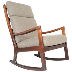 Vintage Ole Wanscher Mahogany Highback Rocking Chair