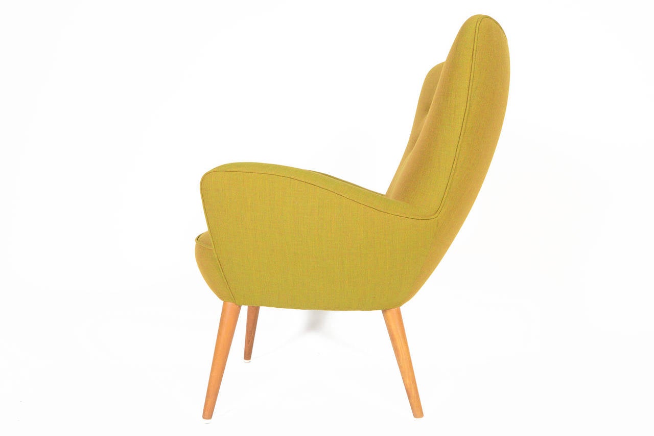 Teak Danish Modern Lounge Chair in Vivid Green