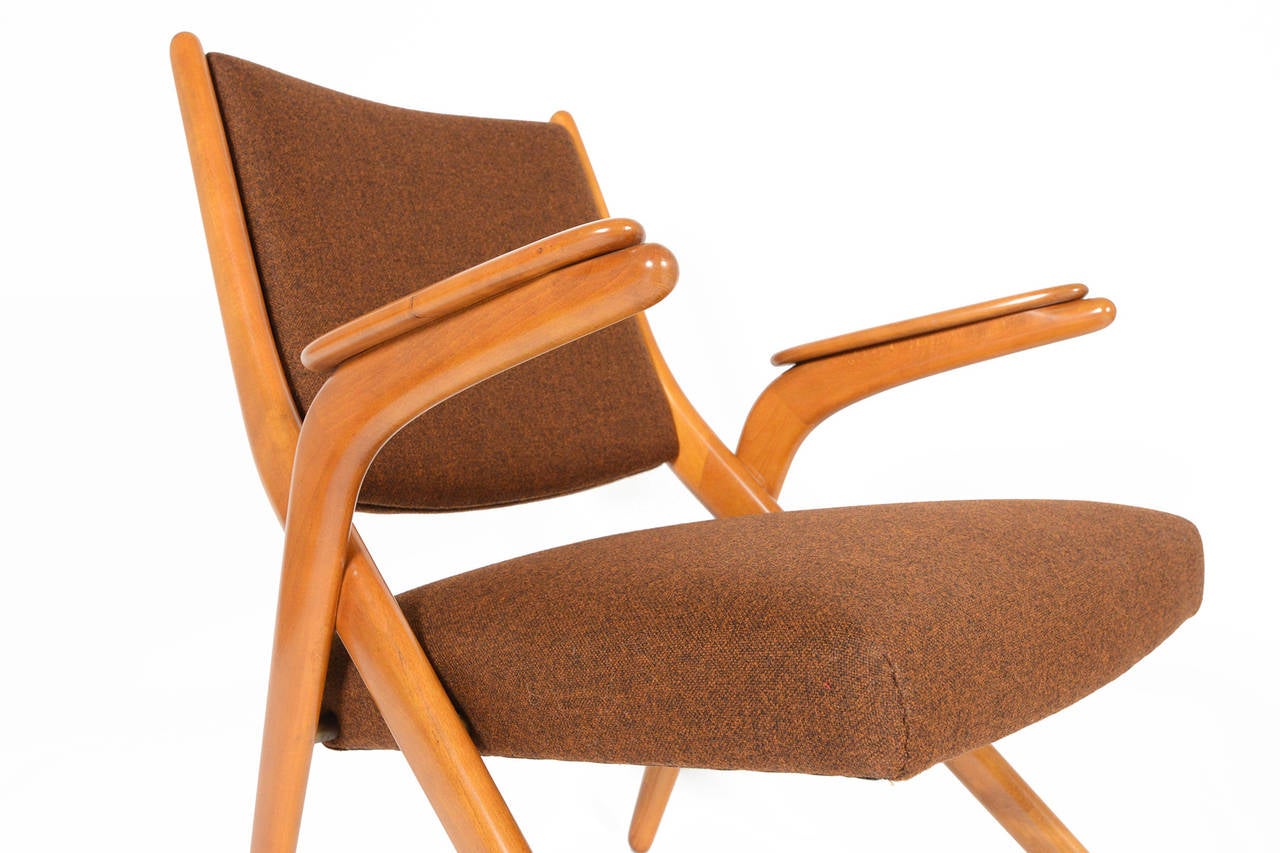 20th Century Danish Modern Teak Scissor Chair in Tawny Brown