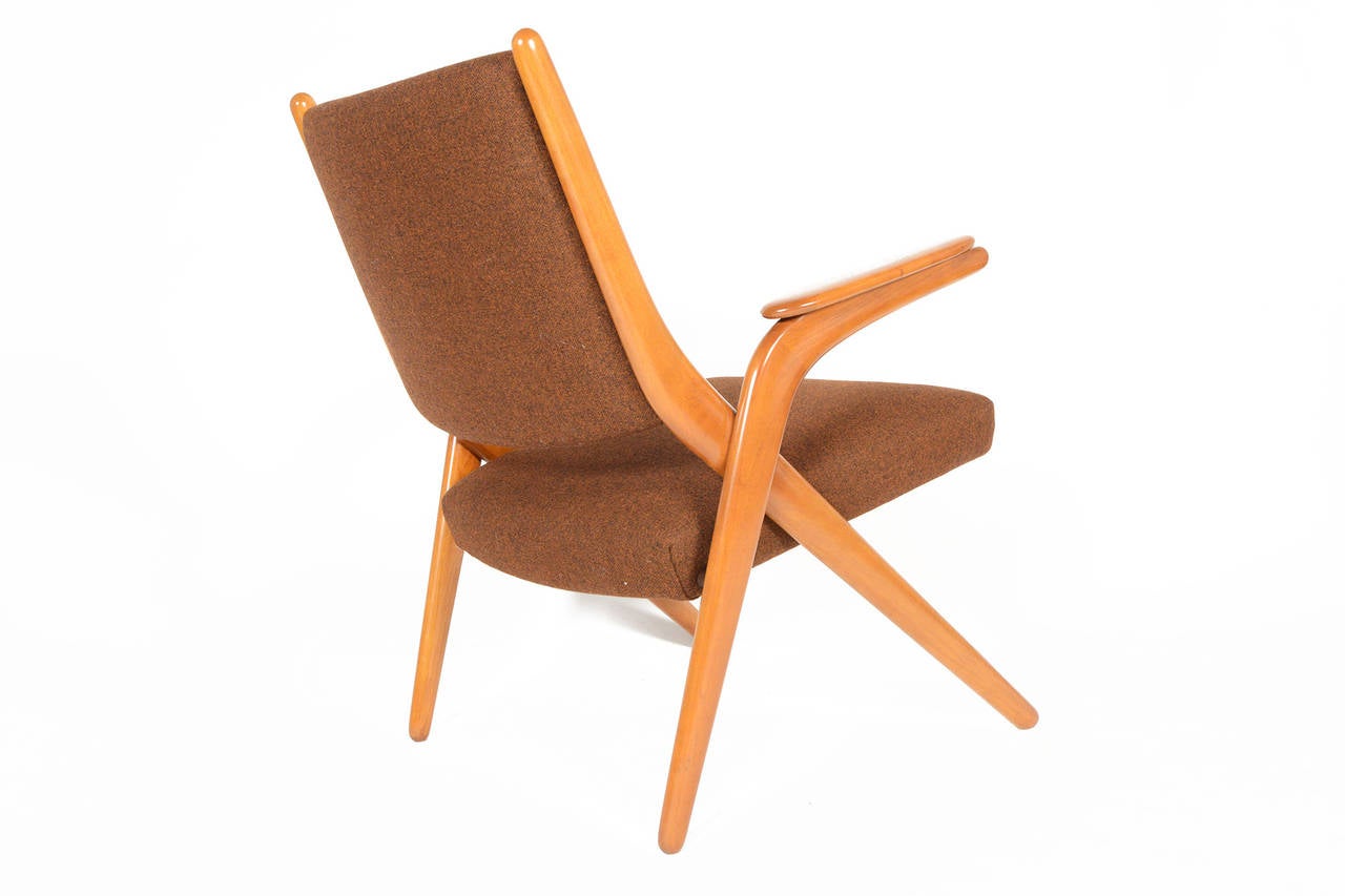 Scandinavian Modern Danish Modern Teak Scissor Chair in Tawny Brown