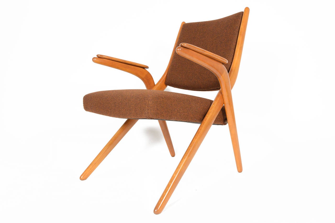 Danish Modern Teak Scissor Chair in Tawny Brown 5
