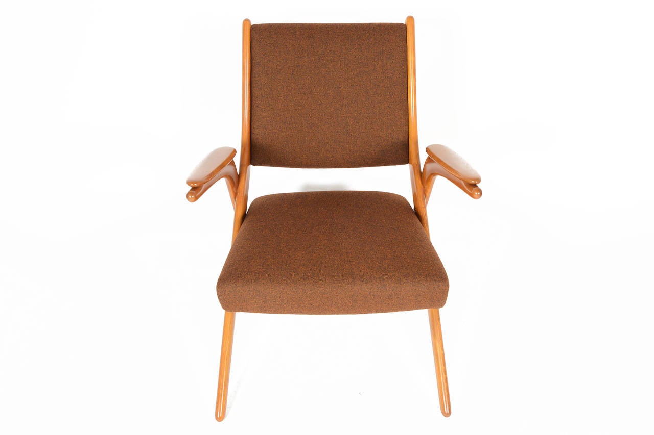 Danish Modern Teak Scissor Chair in Tawny Brown 3