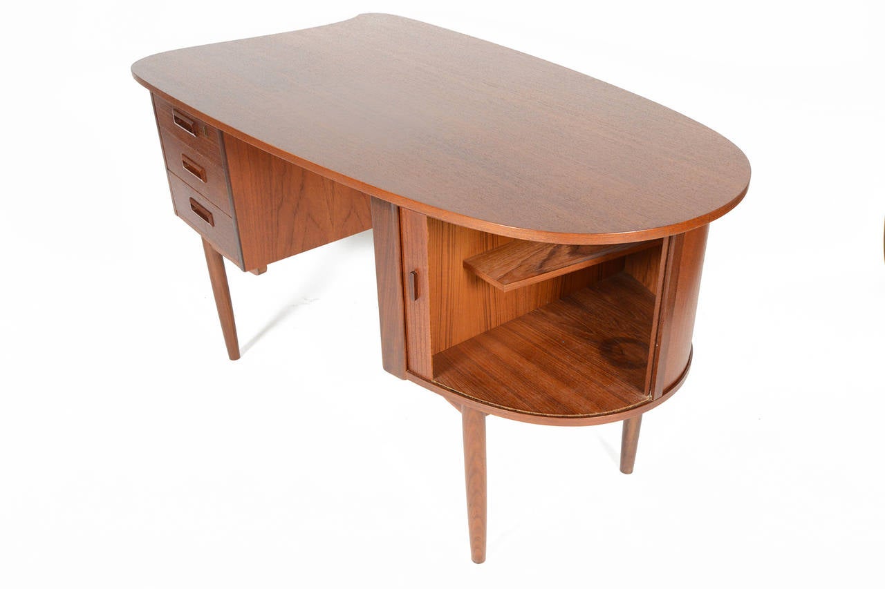 20th Century Danish Modern Atomic Teak Biomorphic Desk