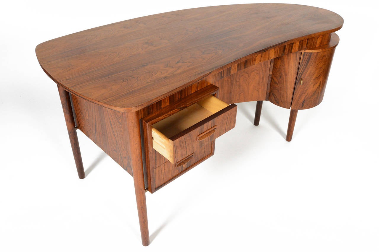 Danish Modern Atomic Rosewood Biomorphic Writing Desk 3