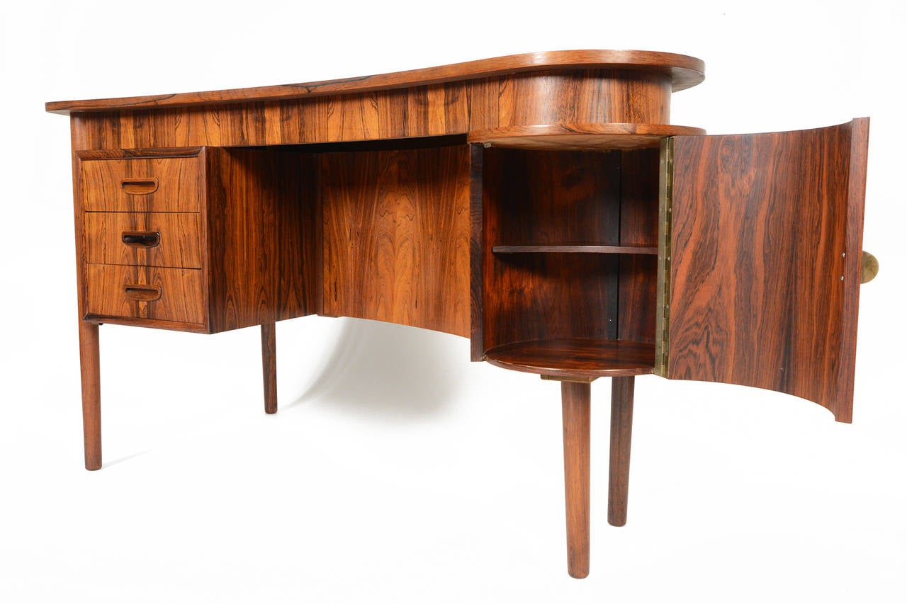 Danish Modern Atomic Rosewood Biomorphic Writing Desk 1