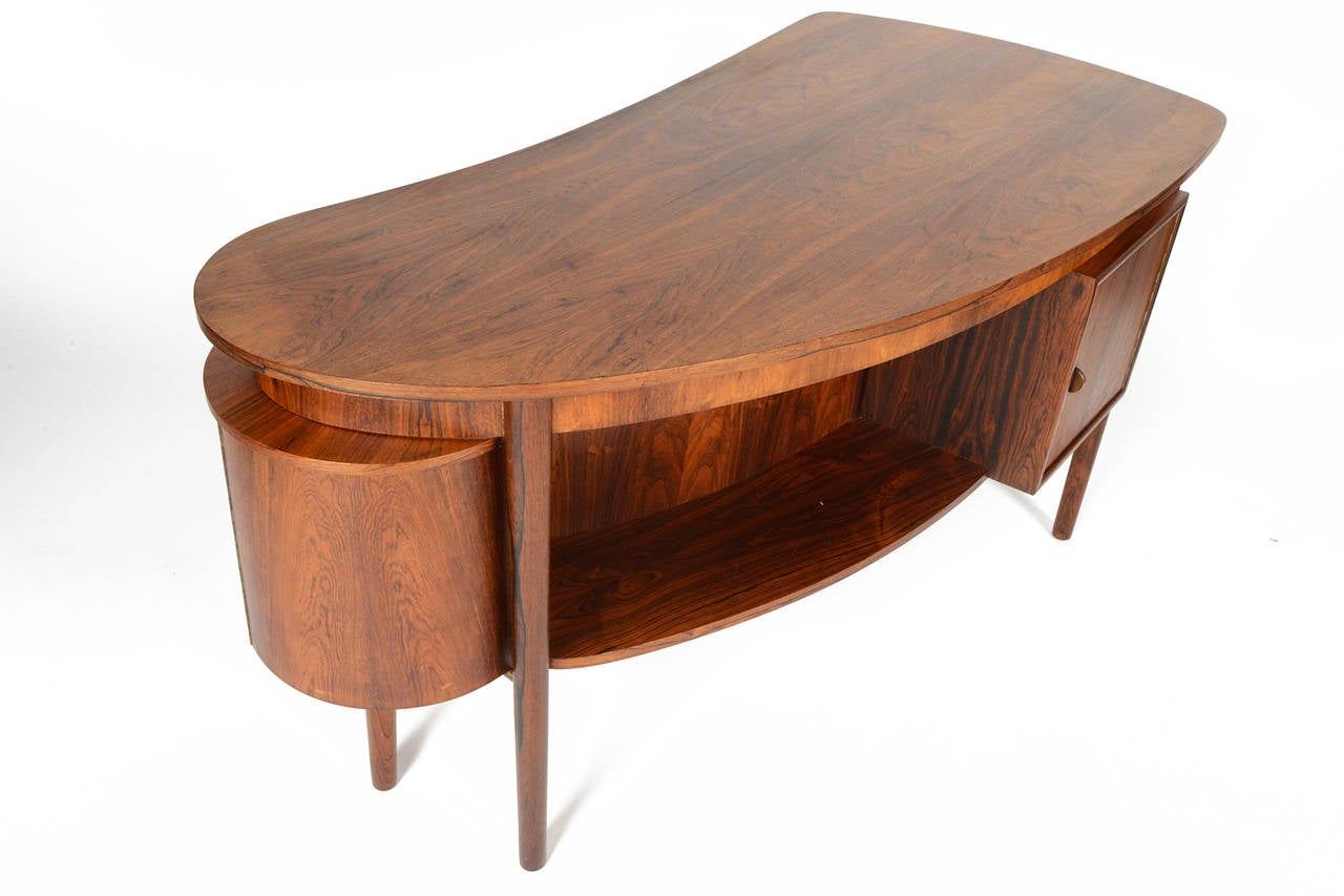 Mid-20th Century Danish Modern Atomic Rosewood Biomorphic Writing Desk
