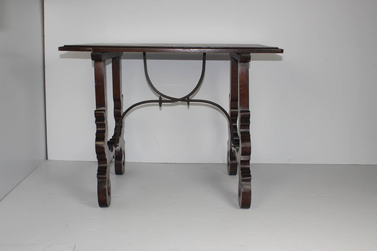 Baroque 1920s Iron Stretcher Spanish Table