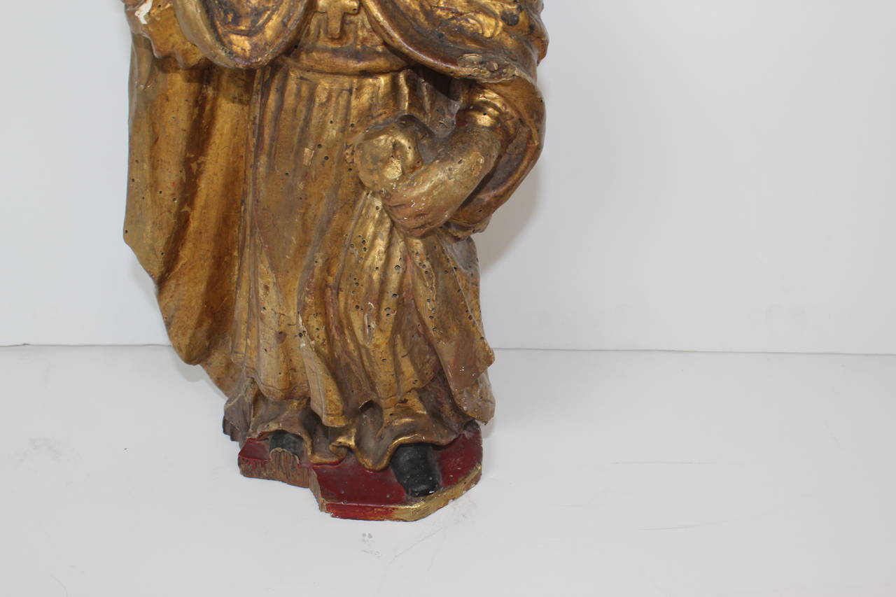 18th c. Italian carved and gilded Saint.