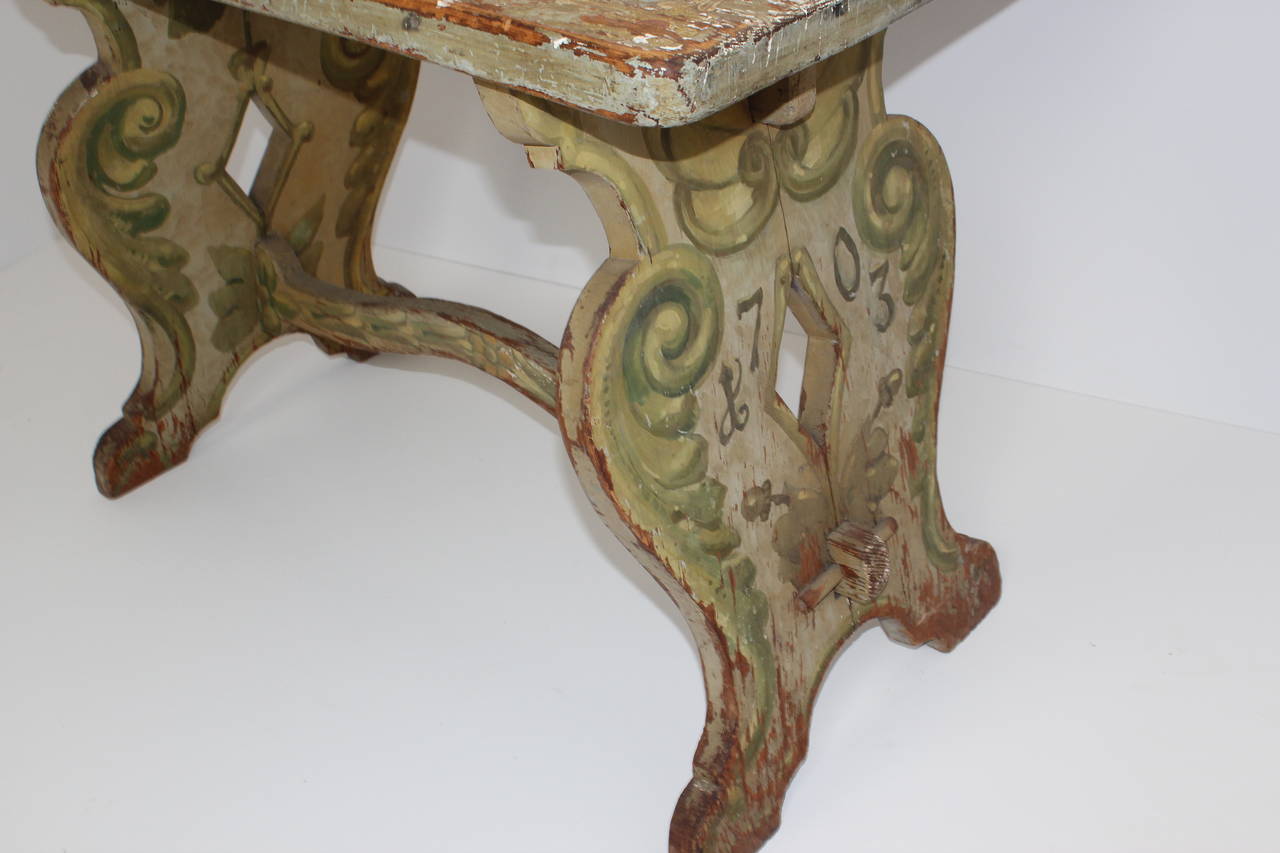 Hand-Painted 19th Century Continental European Trestle Table